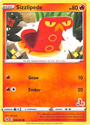 Sizzlipede (#56 Cinderace Stamped) 046/264  Battle Academy 2022 - Promo