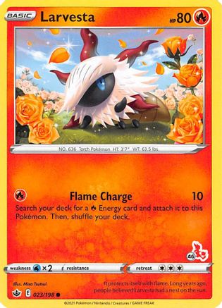 Larvesta (#46 Cinderace Stamped) 023/198  Battle Academy 2022 - Promo