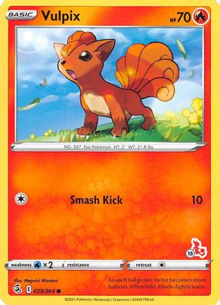 Vulpix (#13 Cinderace Stamped) 029/264  Battle Academy 2022 - Promo