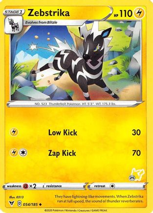 Zebstrika (#25 Pikachu Stamped) 054/185  Battle Academy 2022 - Promo