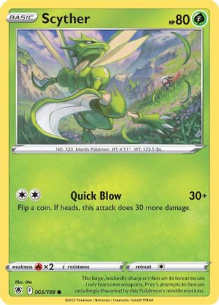 Scyther (005) (005) 005/189  - Reverse Holofoil SWSH10 Astral Radiance - Common