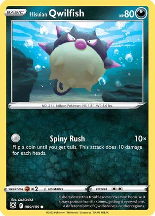 Hisuian Qwilfish (89) (89) 089/189  - Reverse Holofoil SWSH10 Astral Radiance - Common