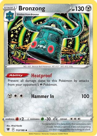 Bronzong 112/189  - Reverse Holofoil SWSH10 Astral Radiance - Uncommon