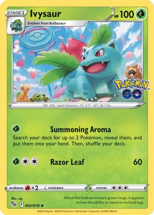 Ivysaur 002/078  - Reverse Holofoil Pokemon GO - Uncommon