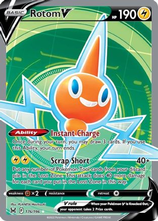 Rotom V (Full Art) 176/196  - Holofoil SWSH11 Lost Origin - Ultra Rare