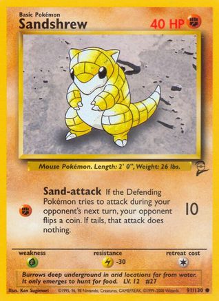 Sandshrew 091/130  Base Set 2 - Common