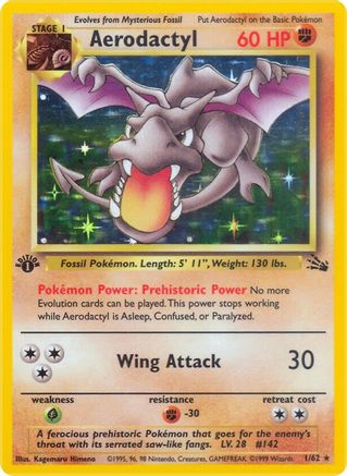 Aerodactyl (1) (1) 001/62  - 1st Edition Holofoil Fossil - Holo Rare