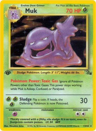 Muk (13) (13) 013/62  - 1st Edition Holofoil Fossil - Holo Rare