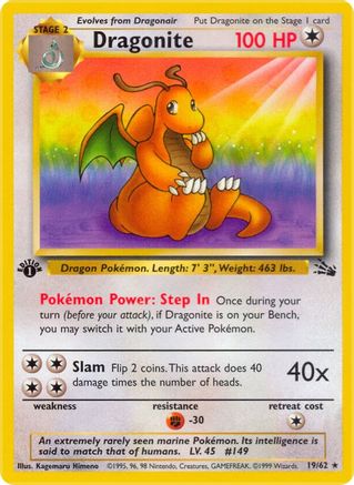 Dragonite (19) (19) 019/62  - 1st Edition Fossil - Rare