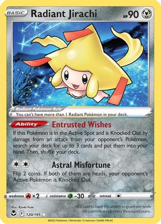 Radiant Jirachi 120/195  - Holofoil SWSH12 Silver Tempest - Radiant Rare