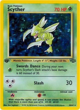 Scyther (10) (10) 010/64  - 1st Edition Holofoil Jungle - Holo Rare