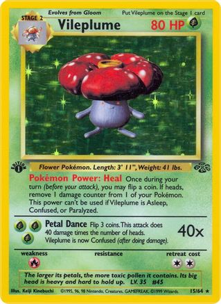 Vileplume (15) (15) 015/64  - 1st Edition Holofoil Jungle - Holo Rare