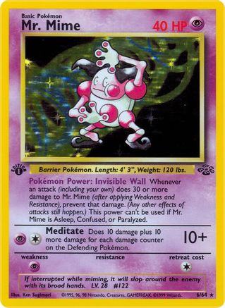 Mr. Mime (6) (6) 006/64  - 1st Edition Holofoil Jungle - Holo Rare