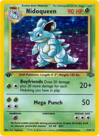 Nidoqueen (7) (7) 007/64  - 1st Edition Holofoil Jungle - Holo Rare