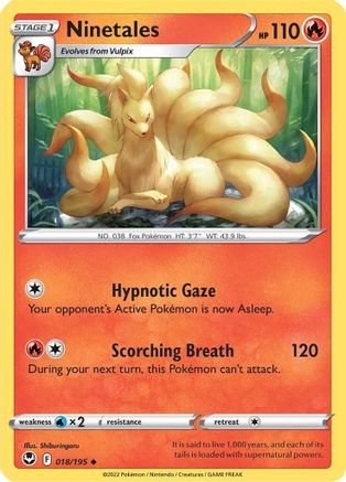 Ninetales 018/195  - Reverse Holofoil SWSH12 Silver Tempest - Uncommon