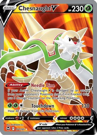 Chesnaught V (Full Art) 171/195  - Holofoil SWSH12 Silver Tempest - Ultra Rare