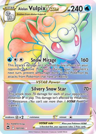 Alolan Vulpix VSTAR (Secret) 197/195  - Holofoil SWSH12 Silver Tempest - Secret Rare