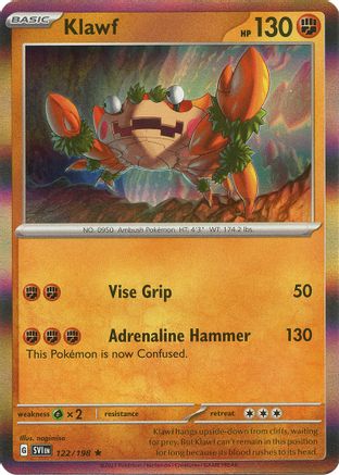 Klawf 122/198  - Holofoil SV01 Scarlet & Violet Base Set - Rare