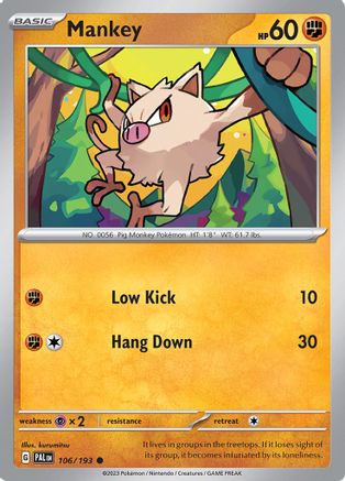 Mankey 106/193  SV02 Paldea Evolved - Common