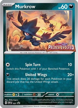 Murkrow (Prerelease) 021  - Holofoil SV Scarlet & Violet Promo Cards - Promo