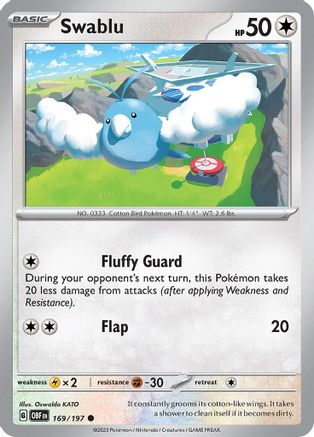 Swablu 169/197  SV03 Obsidian Flames - Common