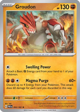 Groudon 093/182  - Holofoil SV04 Paradox Rift - Rare
