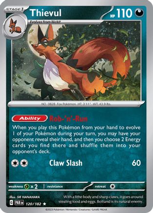 Thievul 120/182  - Holofoil SV04 Paradox Rift - Rare