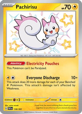 Pachirisu 138/091  - Holofoil SV Paldean Fates - Shiny Rare