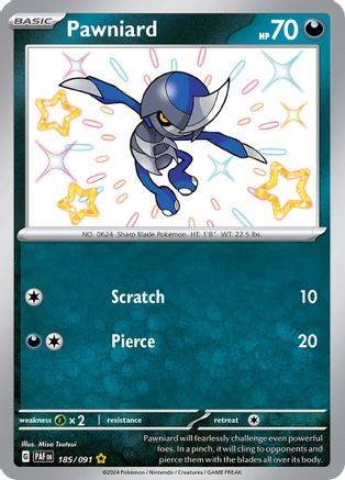 Pawniard 185/091  - Holofoil SV Paldean Fates - Shiny Rare