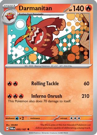 Darmanitan 035/167  - Reverse Holofoil SV06 Twilight Masquerade - Uncommon