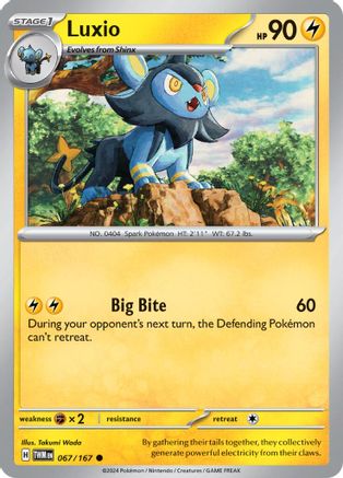 Luxio 067/167  - Reverse Holofoil SV06 Twilight Masquerade - Common