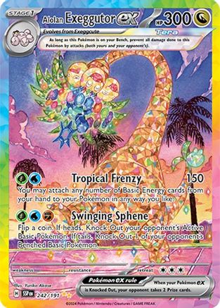 Alolan Exeggutor ex 242/191  - Holofoil SV08 Surging Sparks - Special Illustration Rare