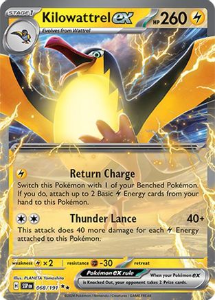 Kilowattrel ex 068/191  - Holofoil SV08 Surging Sparks - Double Rare