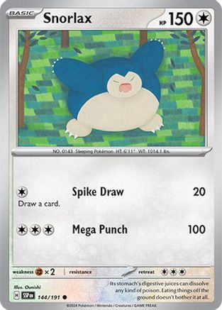 Snorlax 144/191  - Reverse Holofoil SV08 Surging Sparks - Common