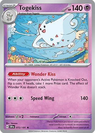 Togekiss 072/191  - Holofoil SV08 Surging Sparks - Rare