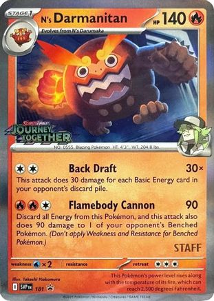 N's Darmanitan (Prerelease) [Staff] 181  - Holofoil SV Scarlet & Violet Promo Cards - Promo