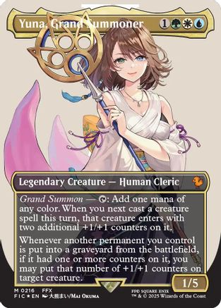 Yuna, Grand Summoner (Borderless) (Surge Foil) (FIC-216) - Commander: FINAL FANTASY Foil