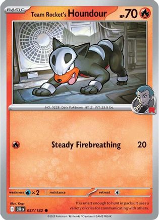 Team Rocket's Houndour 037/182  - Reverse Holofoil SV10 Destined Rivals - Common