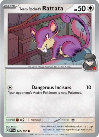 Team Rocket's Rattata 147/182  - Reverse Holofoil SV10 Destined Rivals - Common
