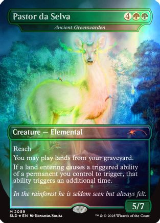 Pastor da Selva - Ancient Greenwarden (Rainbow Foil) (SLD-2059) - Secret Lair Drop Series Foil