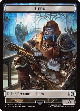 Hero (0004) // Treasure (0023) Double-Sided Token (FIN-4 // 23) - FINAL FANTASY Foil