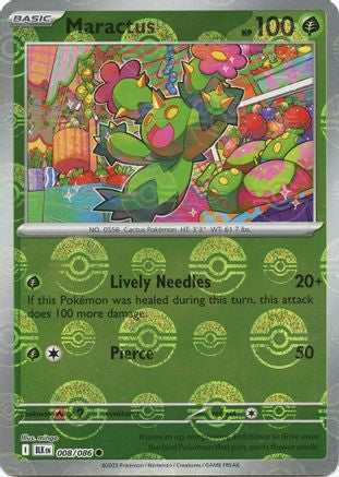 Maractus (Poke Ball Pattern) 008/086  - Holofoil SV Black Bolt - Common