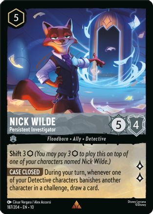 Nick Wilde - Persistent Investigator (187/204) - Whispers in the Well Cold Foil