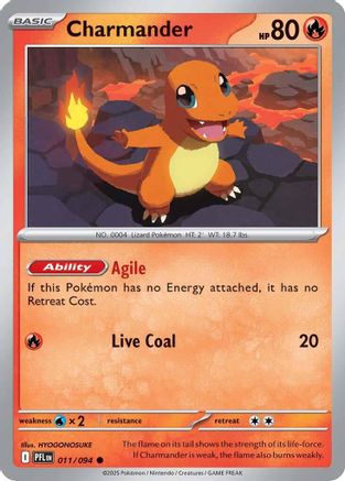 Charmander 011/094  - Reverse Holofoil ME02 Phantasmal Flames - Common