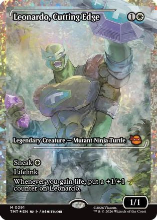 Leonardo, Cutting Edge (Showcase) (Fracture Foil) (TMT-291) - Teenage Mutant Ninja Turtles Foil