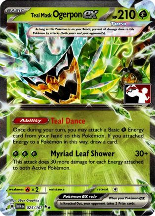 Teal Mask Ogerpon ex (Prize Pack Series 7) 025/167  - Holofoil Prize Pack Series Cards - Double Rare