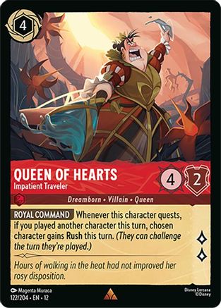 Queen of Hearts - Impatient Traveler (122/204) - Wilds Unknown Cold Foil