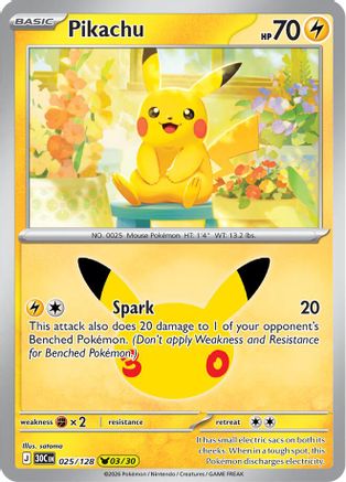 Pikachu 025/128  - Holofoil ME 30th Celebration - None