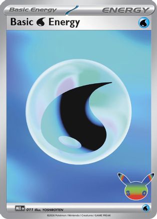 Basic Water Energy (30th Celebration) 011  - Holofoil MEE Mega Evolution Energies - Futuristic Rare
