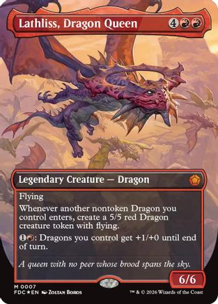 Lathliss, Dragon Queen (Borderless) (FDC-007) - Commander: Foundations Foil
